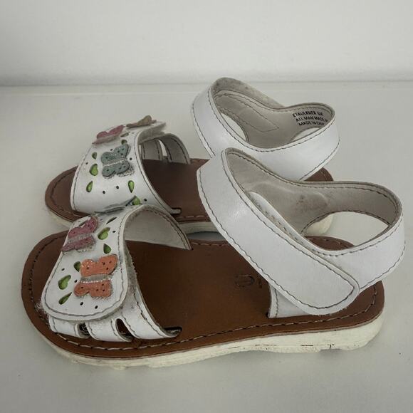 Annie Baby Toddler Girls Butterfly Heart Cut Out Detail White/Multi Sandals 6M - Picture 2 of 8